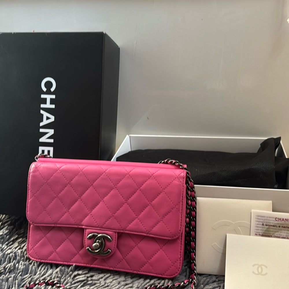 Never worn with tags Timeless/Classique leather crossbody bag in hot pink.